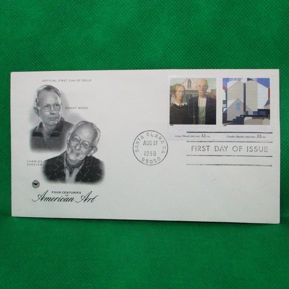 First Day Issue 1998 Stamp Grant Wood & Charles Sheeler Art-FS Never Displayed - Picture 1 of 10